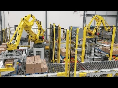 Multi-line Robotic Palletizing and Stretch Wrapping System – StrongPoint Automation