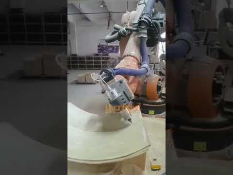 Industrial robot processing on irregular wood