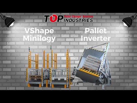 Pallet Inverter &quot;V-Shape minilogy&quot; - Automatic pallet changer with pallet stackers