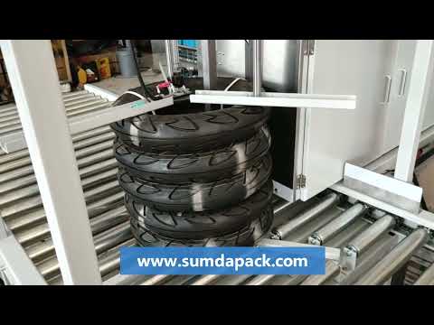 Automatic tire strapping machine with PP strap band