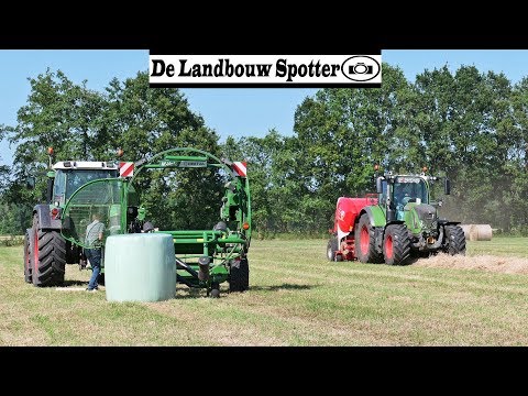 Pressing and wrapping round bales | Fendt 714 + Lely Welger | Fendt 415 + McHale Orbital