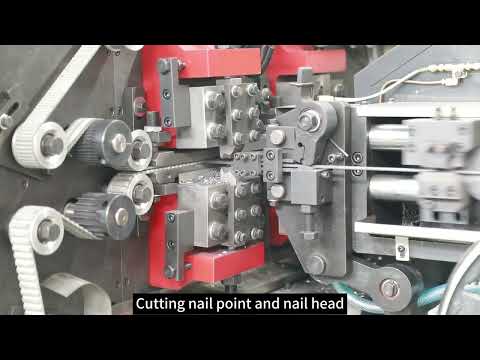 Step 2, cutting nail point &amp; head. Our patent structure of nail cutter for high-speed nail machine