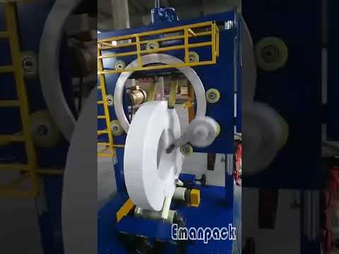 Automatic coil wrapping machine with film cutter