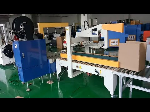 carton erecting forming flap folding sealing strapping line fully automatic end packaging solution