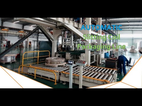 Automatic steel slitting coil packaging line