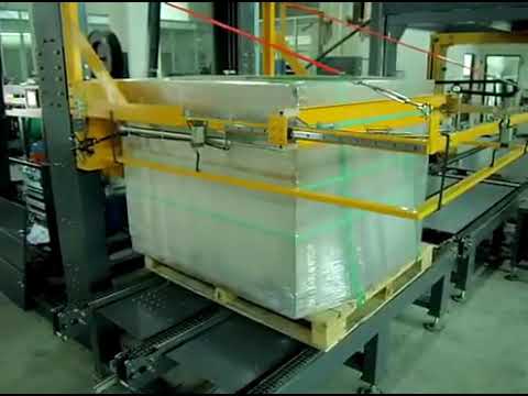 Auto pallet horizontal strapping machine with pallet wrapping equipment