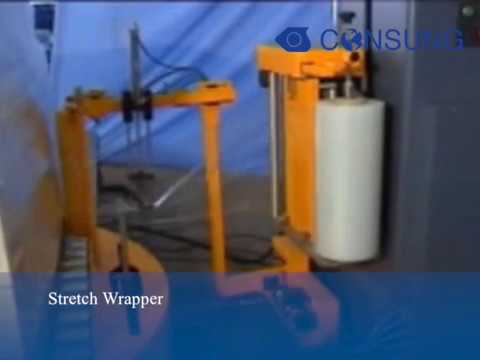 Top press pallet stretch wrapping machine