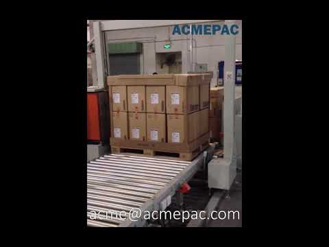 Pallet Packaging Line, Vertical Pallet Strapper &amp; Rotating Arm Pallet Wrapper