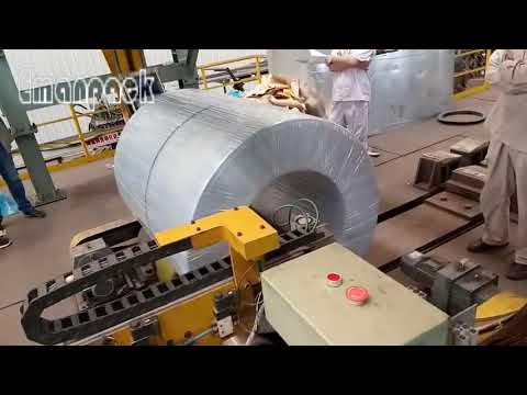 Coil master wrapping machine for wide steel coils