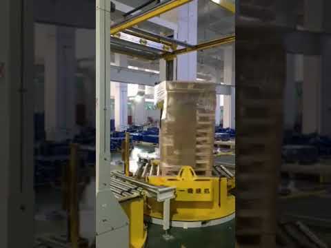 Automatic pallet cargo stretch film wrapping sealing packing machine top film feeder