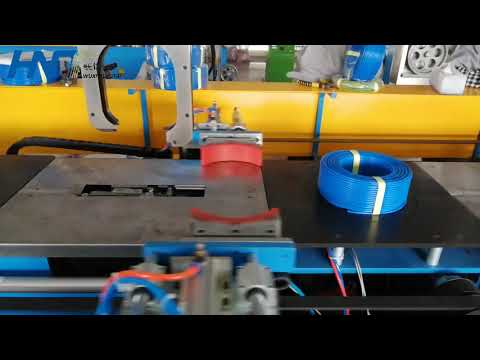 Cable Packing machine with Coiling and 4 Tape Strapping