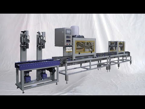 Fully automatic paint bucket filling packaging palletizing line máquina de llenado pintura