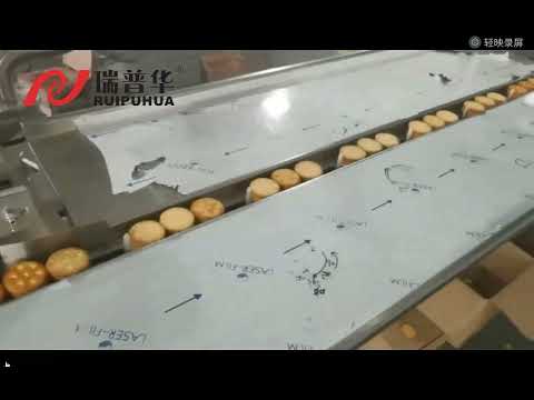 China Biscuit cookies horizontal pillow flow packing machine with automatic magazine biscuit feeder