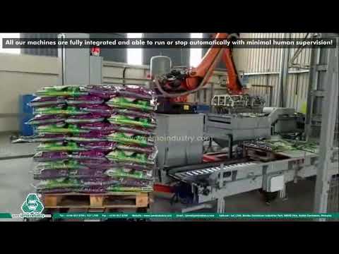 Fully Automatic Packing &amp; Palletizing System - 5 &amp; 10kg Palletizing Line