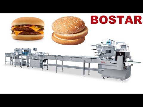 Food Bread Hotdog Burger Buns Horizontal Flow Pack Sealing Packing Wrapping Machine With PE Film