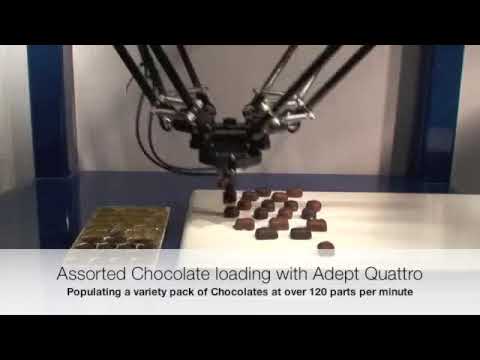 High Speed Industrial Robot Adept Quattro Handling Chocolates