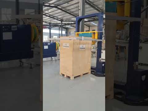 Horizontal pallet wrapping machine,PP strap pallet wrapper,Inline Plastic pallet wrapping machine