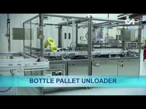 Automated Bottle Pallet Unloader with FANUC Pick &amp; Place Robot – Clear Automation