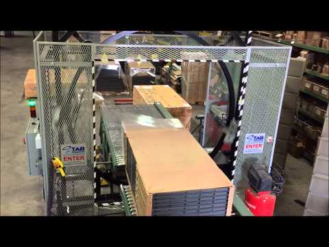 Fully Automated TAB WRAPPER TORNADO Wrapping System Wrapping a 7&#039; Long Pallet