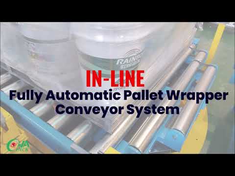 IN-LINE Fully Automatic Pallet Wrapper System - Paint Industry