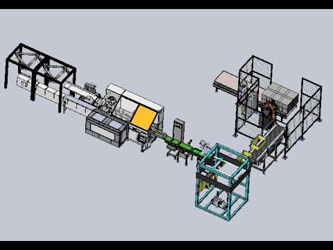 Automatic boxing, weighing, labeling, boxing, palletizing and packaging line||3Dmodel design||#00001