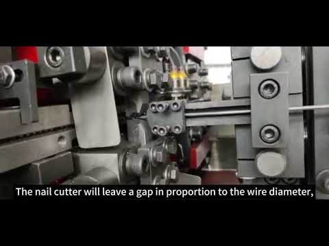 Step 1, wire cutting. Our patent structure of wire feeding and rewinding for high-speed nail machine