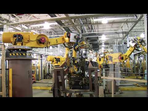 Detroit Stock Footage | Industrial Robot Automation Welding Nest Time Lapse in the Motor City