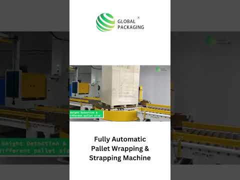 How fully automatic pallet wrapping machine and strapping machine works - Global Packaging #shorts