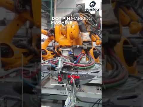 Robot based dot pin marking machine for engraving on auto parts.