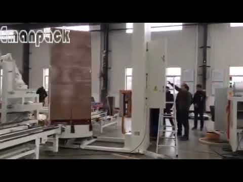 Online pallet stretch wrapping machine with chain conveyors