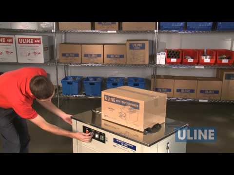 Uline H-2079 Semi-Automatic Poly Strapping Machine - Demonstration