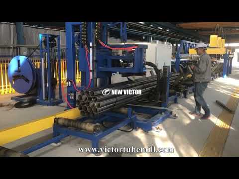 auto packing machine for steel pipes of ERW tube mill after auto stacking and bundling