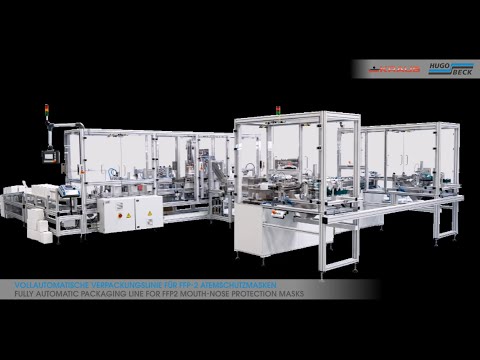 Fully automatic packaging line for FFP2 respirator masks