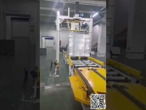 Automatic pallet strapping and stretch wrapping line #xinyu #cardboard #packing #carton