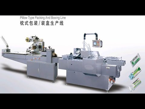 Horizontal sachet packing line flow wrapping and cartoning pharmaceutical machine