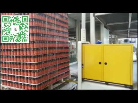 Online fully auto vertical type pallet strapping machine for canned pallet PP/pet strap